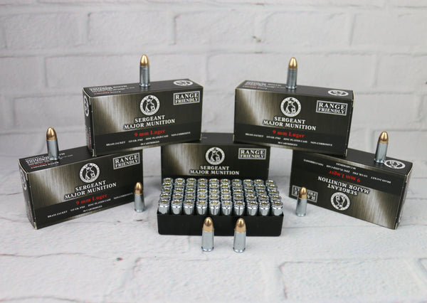 Major Munition 9MM 115gr FMJ(Brass Jacketed , Non Magnetic Bullet) , Steel Casing Zinc Plated -Range Friendly- 1000 Rounds(20 Boxes of 50 rds) NO CREDIT CARD FEES